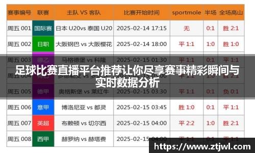 足球比赛直播平台推荐让你尽享赛事精彩瞬间与实时数据分析